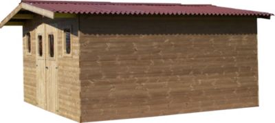 Abri de jardin Habrita Thermabri en bois coloris naturel ép.28 mm surface extérieure 23,82 m²