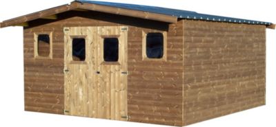 Abri de jardin Habrita Thermabri en bois coloris naturel ép.28 mm surface extérieure 19,69 m²