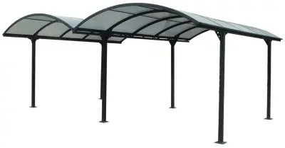 Carport double en aluminium gris anthracite 28 62m²