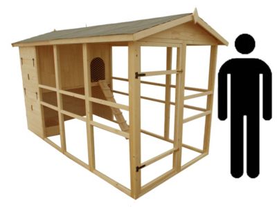 Poulailler XXXL 6,09 m2 pour 8 à 12 poules avec toit bitumé Habrita