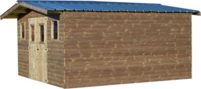 Abri de jardin Habrita Thermabri en bois coloris naturel ép.28 mm surface extérieure 24,30 m²