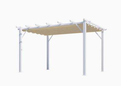 Pergola autoportante manuelle aluminium Habrita PER4030WE blanc et écru 4 x 3 m