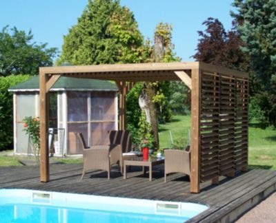 Pergola fabriquée en bois massif traité très haute température / dimensions 3 41x3 13 - vue 2