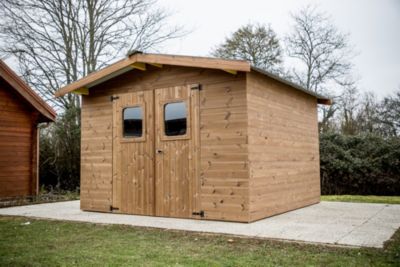 Abri de jardin Habrita Thermabri en bois coloris naturel ép.28 mm surface extérieure 12,31 m²
