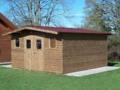 Abri de jardin Habrita Thermabri en bois coloris naturel ép.28 mm surface extérieure 15,15 m²