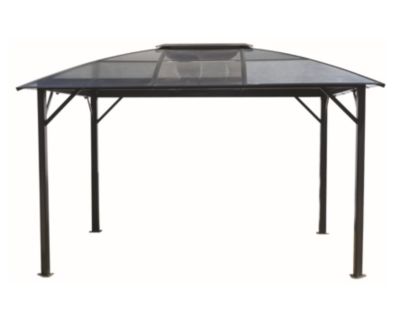 Gloriette aluminium avec rideaux toit 10.80 m² gris anthracite Habrita GL3630AL