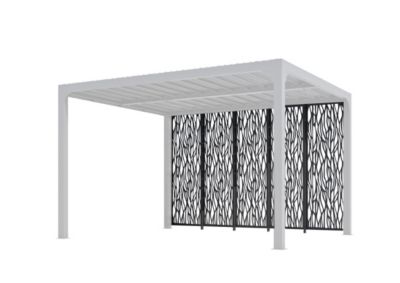 Côté moucharabieh acier gris 3,60 m pour pergola bioclimatique Habrita PER3630BI et PER3660BI