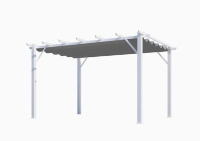 Pergola autoportante manuelle aluminium Habrita PER4030WG blanc et gris 4 x 3 m