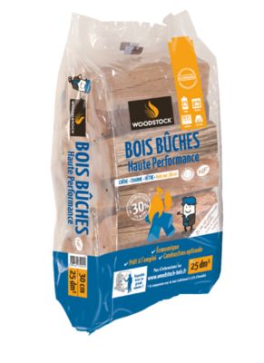 Bois de chauffage Woodstock – bûches 30 cm – 25 dm³ – bois dur sec