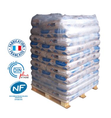 Granulés bois Woodstock 1 palette, 66 sacs de 15kg, DINplus NF - bois naturel - Woodstock