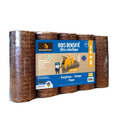 Buche de bois densifié ultra calorifique 7,5KG Woodstock 5Pcs - Woodstock
