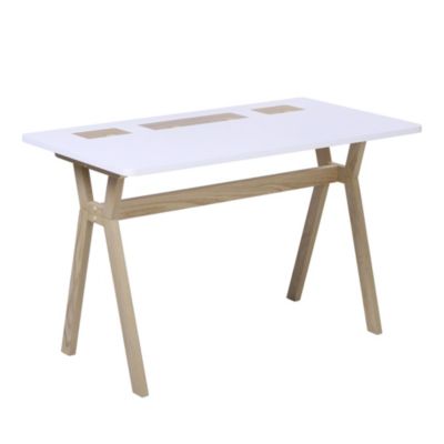 Bureau scandinave blanc et effet bois l. 120 cm Homesight Mobox - Hom