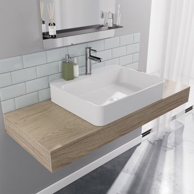 Vasque à  suspendre ou poser en céramique l.60 x H.12 x P.49 cm  blanc  Homesight Andy