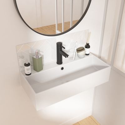 Vasque à  suspendre/à  poser rectangulaire céramique blanc Honfleur