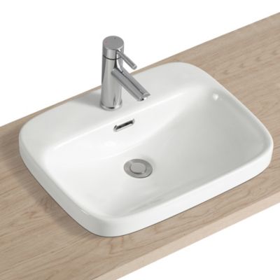 Vasque semi-encastrée carrée céramique blanc Carla