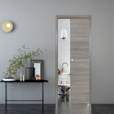 Porte coulissante Triaconta gris clair H.204 x l.73 cm