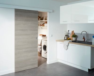 Porte coulissante Summa gris clair H.204 x l.83 cm