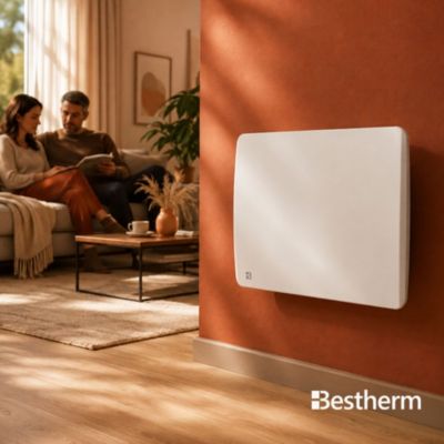 Bestherm Radiateur électrique fixe à inertie sèche céramique 1000W ARIA horizontal Blanc - vue 3