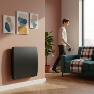 Bestherm Radiateur électrique fixe à inertie sèche céramique 500W ARIA horizontal Noir - vue 3