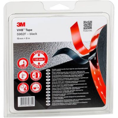 3M Ruban Adhésif Double-Face 9515B Noir - 33m X 19mm Ruban Acrylique Ultra Résistant