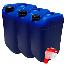 3x Bidon Jerrican Plastique 25 L litres Bleu Bouchon DIN 61 Liquides Alimentaires et Chimiques Ergonomique Empilable Réutilisable