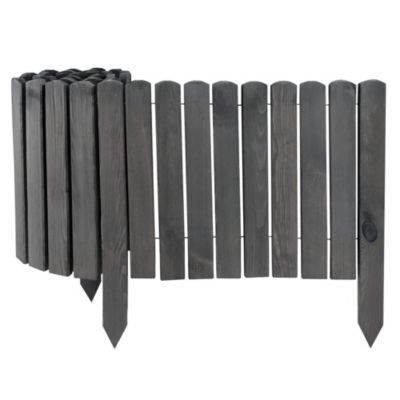 3x Clôture en bois gris 10x200 cm Bordure flexible pour massifs & pelouse Aquagart