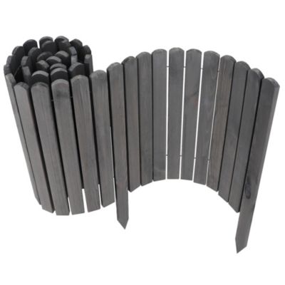 3x Clôture en bois gris 10x200 cm Bordure flexible pour massifs & pelouse Aquagart