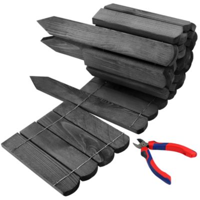 3x Clôture en bois gris 10x200 cm Bordure flexible pour massifs & pelouse Aquagart