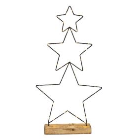 3x Étoiles décoratives de Noel avec 40 LED en métal éclairage blanc chaud 57 cm