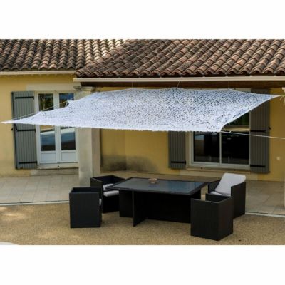 3x3m Tissu pare-soleil creux blanc , cour décorative extérieure, pare-soleil de base