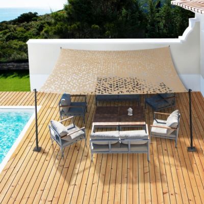 3x4 M Voile d'ombrage rectangulaire, design couleur sable, camouflage, filet de protection solaire, filet de champ extérieur