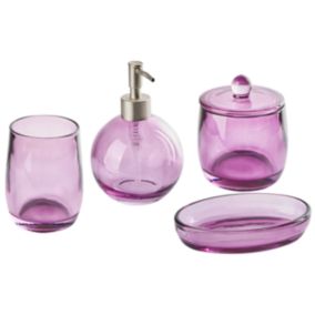 4 accessoires de salle de bains en céramique violette ROANA