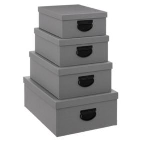 4 boîtes effet jute Gris - 5Five