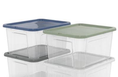 4 Boîtes de rangement multicolore 24L avec couvercle hermétique en polypropylène Sundis