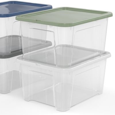 4 Boîtes de rangement multicolore 24L avec couvercle hermétique en polypropylène Sundis