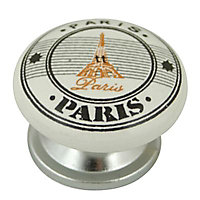 4 boutons de meuble Paris porcelaine 3,5 x 2,3 cm