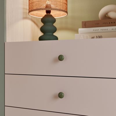 4 boutons de meuble ronds en porcelaine et métal vert Ø.3 cm GoodHome Edern