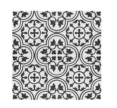 4 Carreaux de ciment véritable 0,16m2 / Carreaux de ciment artisanaux pour sol et mur coloris noir/blanc - l.20 x L.20 cm