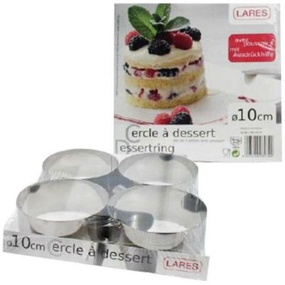 4 cercles à dessert diam.10cm + poussoir Lares 6074
