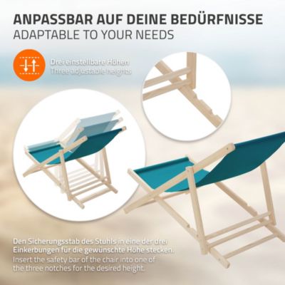 4 Chaise longue jardin pliable ECD Germany bleu pétrole bois jusquà 120kg usage intérieur extérieur
