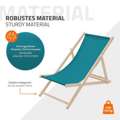 4 Chaise longue jardin pliable ECD Germany bleu pétrole bois jusquà 120kg usage intérieur extérieur