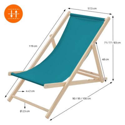 4 Chaise longue jardin pliable ECD Germany bleu pétrole bois jusquà 120kg usage intérieur extérieur