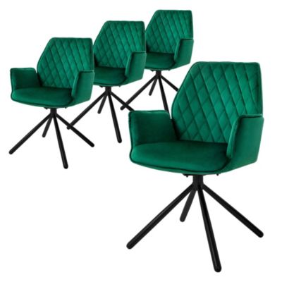 Chaise De Bureau Pivotante Velours Vert - Hauteur Réglable 38-51cm - Pivot 360° - Capacité 120kg - Neuf