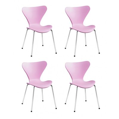 4 chaises roses empilables piétement chromé - Pop