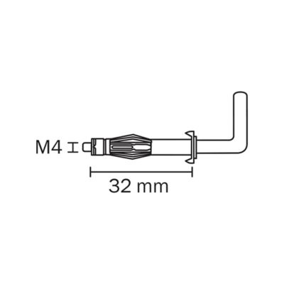 4 chevilles Diall murs creux HL M4x32mm