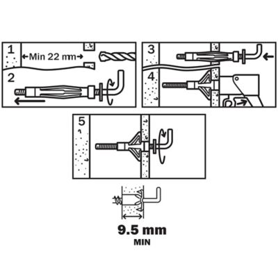 4 chevilles Diall murs creux HL M4x32mm