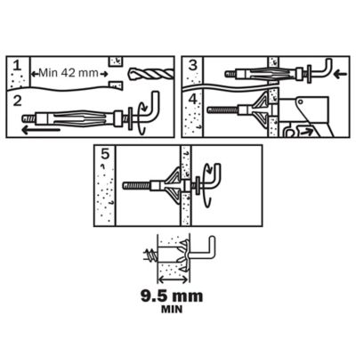 4 chevilles Diall murs creux HL M5x52mm