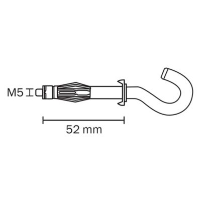 4 chevilles Diall murs creux HS M5x52mm