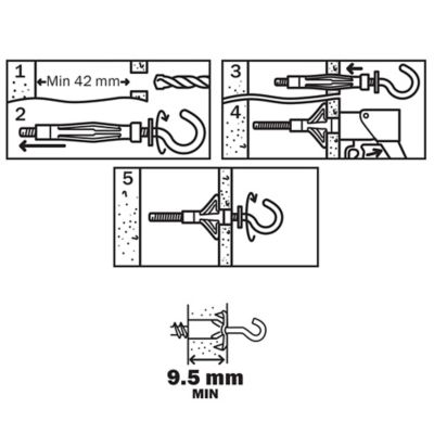 4 chevilles Diall murs creux HS M5x52mm