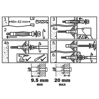 4 chevilles Diall murs creux PZ M6x52mm